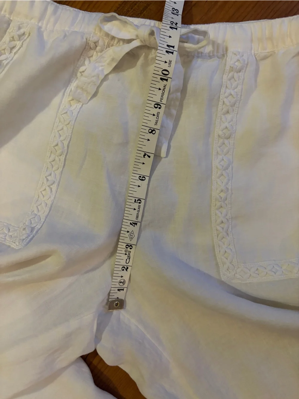 Joie White 100% Linen Crop white Drawstring pants M